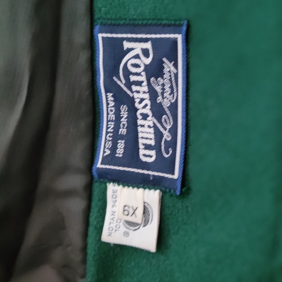 Vintage Rothschild Green Wool Blend Girls Coat Size 6X Fit & Flare - Picture 12 of 15